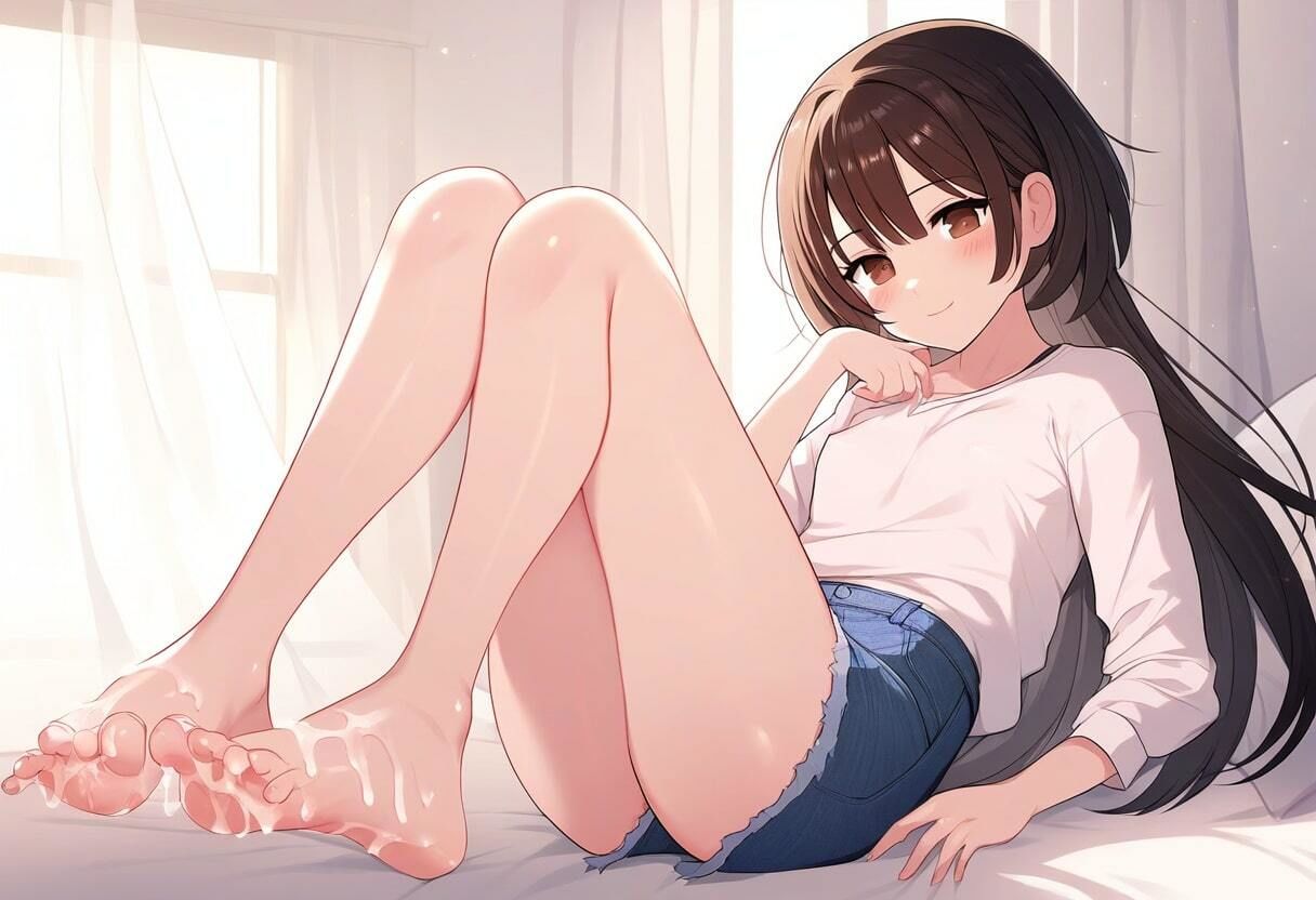 膨らみかけJ〇1の足裏にぶっかけ〜ういのパンツ見ながら早くシコってよ〜 画像4