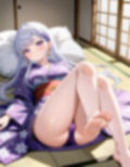 浴衣で寝そべりパンチラ 画像1