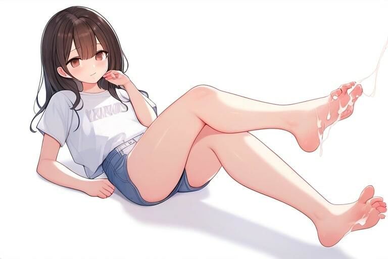 素足の綺麗な女の子の足をオカズにシコる〜変態。ヘンタイ。へんたーい〜 画像1