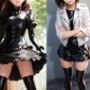普通のニーソ、ラバーのニーソ