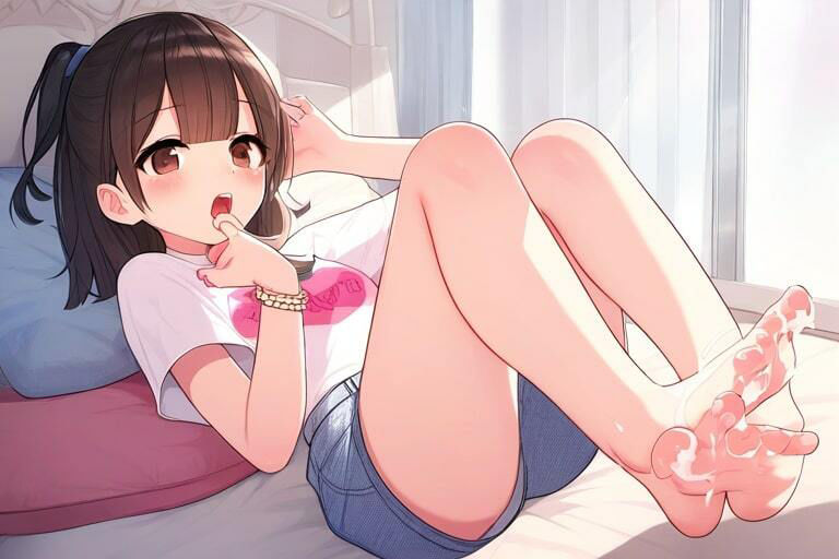 舌たらずな女の子で足コキ〜身体にぶっかけ〜 画像5