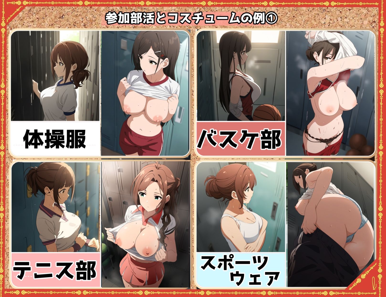 盗撮＆汗蒸れフェチ特化 2020年代アニメ作画特集 スポーツ巨乳少女たちの運動部盗撮 --色白少女編- 500枚を撮影-4