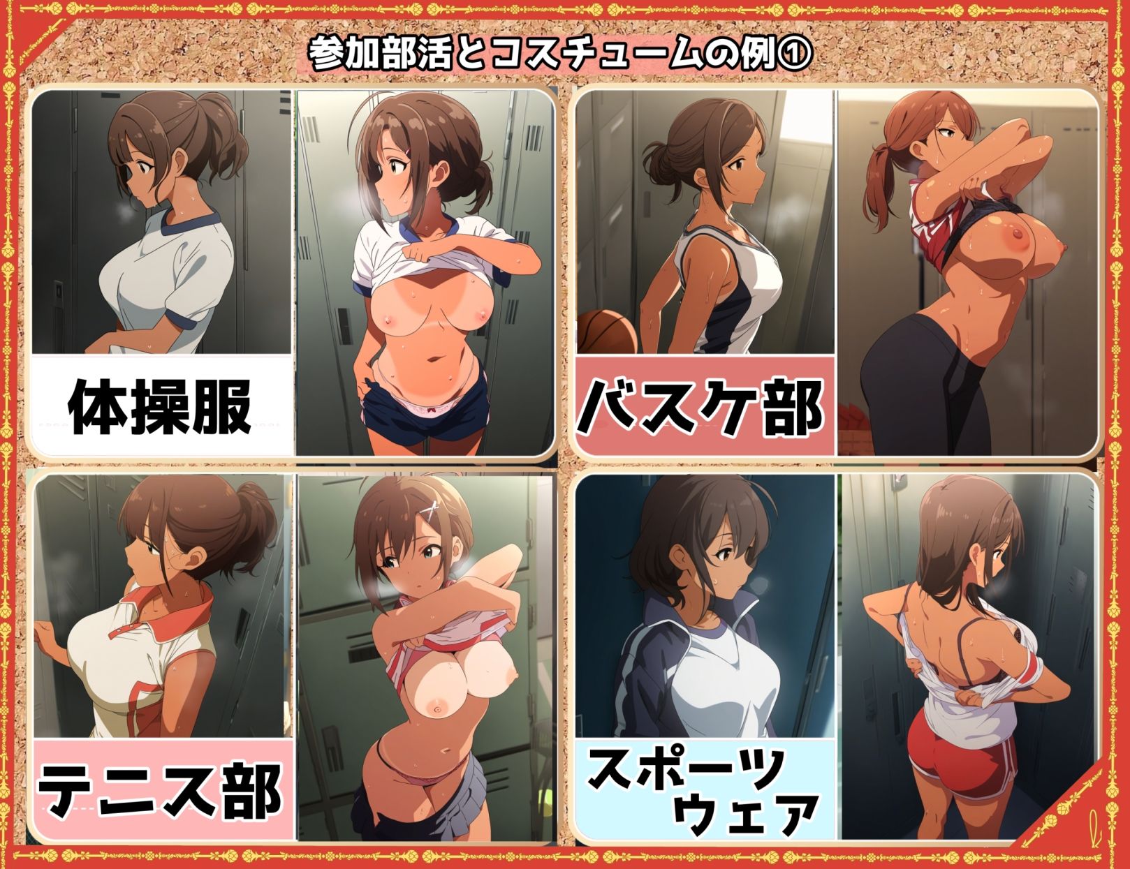 盗撮＆汗蒸れフェチ特化 2020年代アニメ作画特集 スポーツ巨乳少女たちの運動部盗撮 --褐色少女編- 500枚を撮影-4