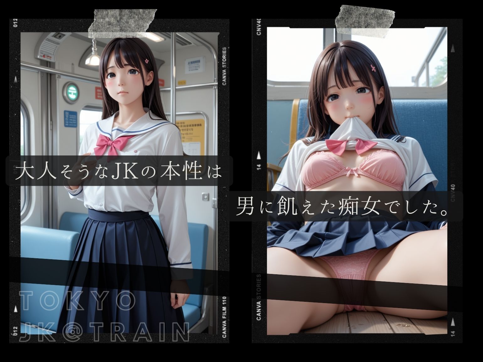 痴女JKの露出セックス - 東京露出電車-イラストver.