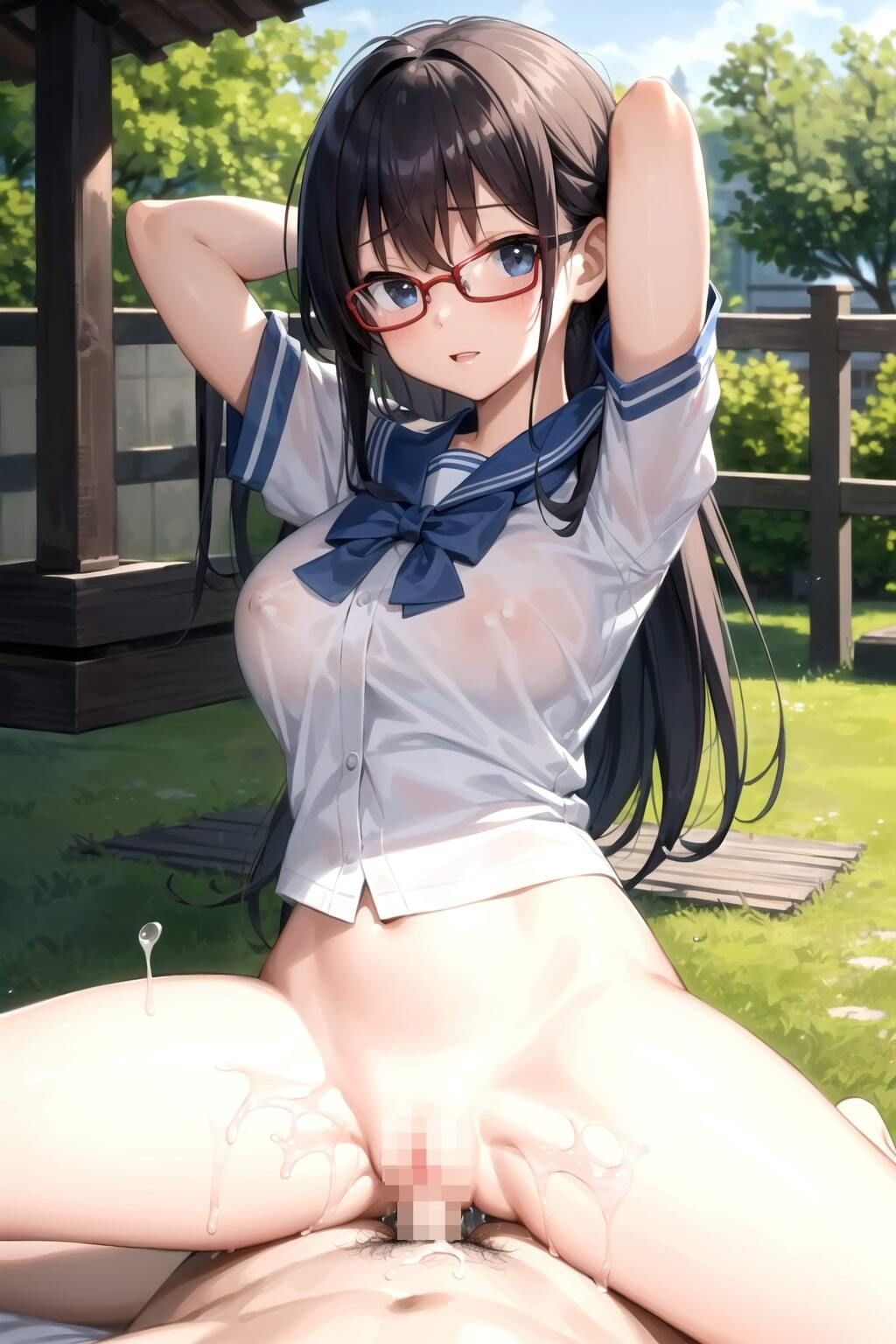 巨乳！童顔！メガネ女子とのラブラブ野外セックス【1536x1024高画質サイズ！美麗画像厳選200枚以上！スマホ閲覧向け縦長画像】 画像1