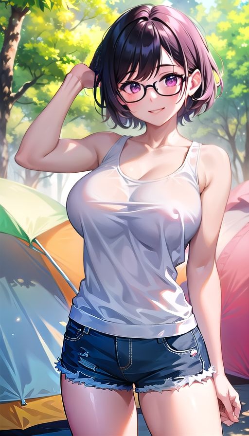 黒髪巨乳美人キャンプ_1