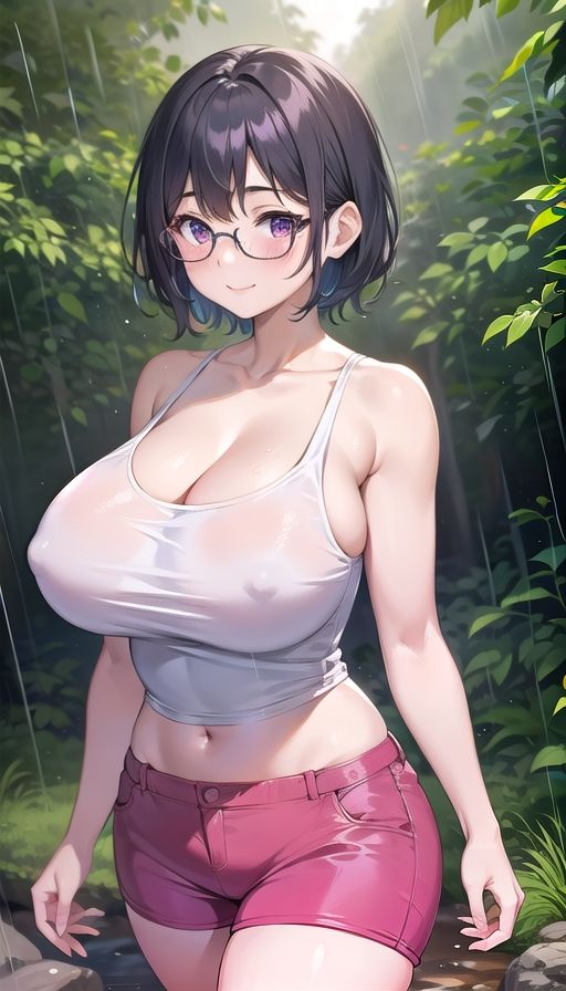 黒髪巨乳美人キャンプ