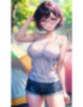 黒髪巨乳美人キャンプ 画像1