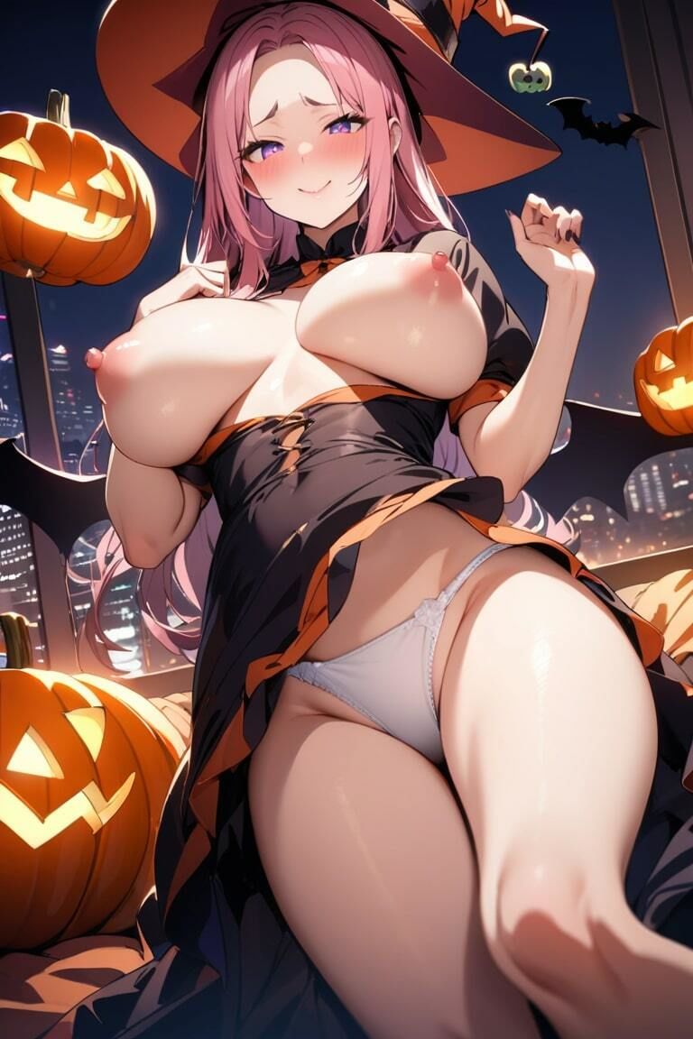 おっぱい丸出しで誘惑してくるドスケベハロウィン魔女コスお姉さん