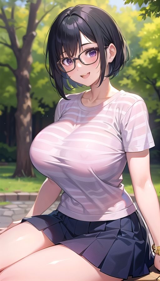 黒髪巨乳美人 公園＆プール_3