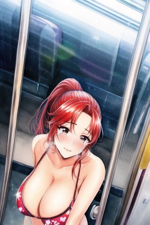 スク水女さん仕方なく電車で生着替え3