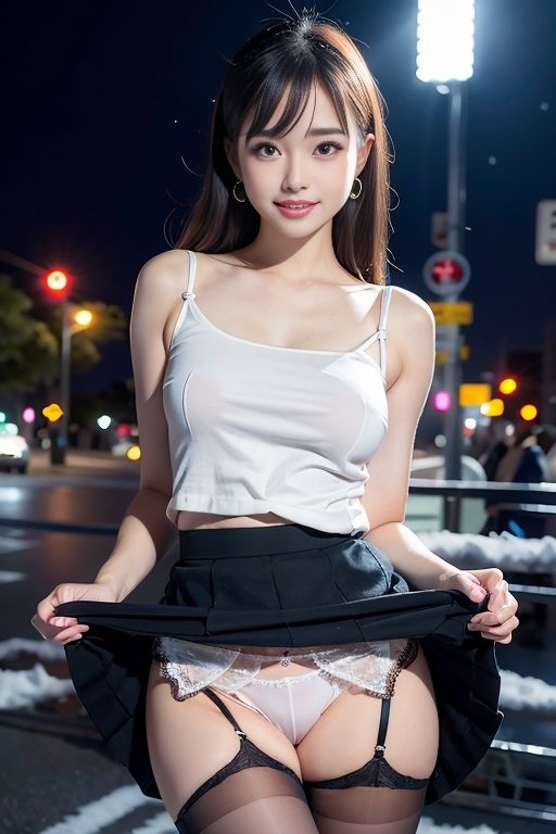 夜景を彩る清純姉妹がいきなりパンツ4