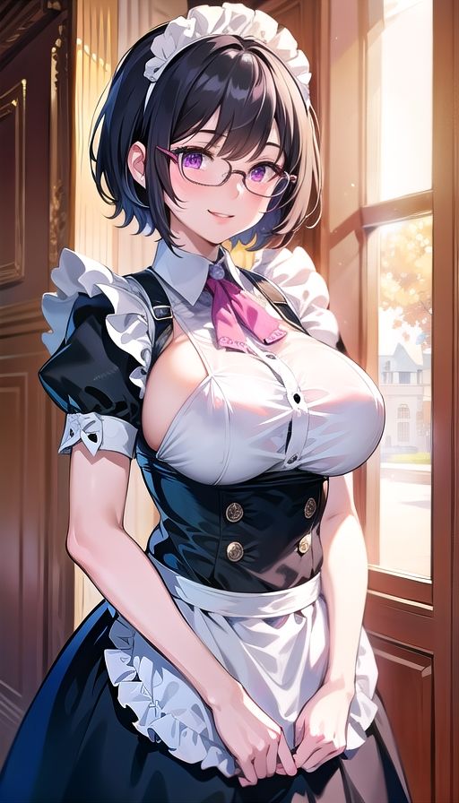 黒髪巨乳美人メイド1