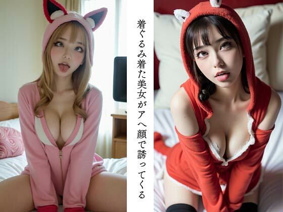 A costumed cosplay beauty tempts you with her face.