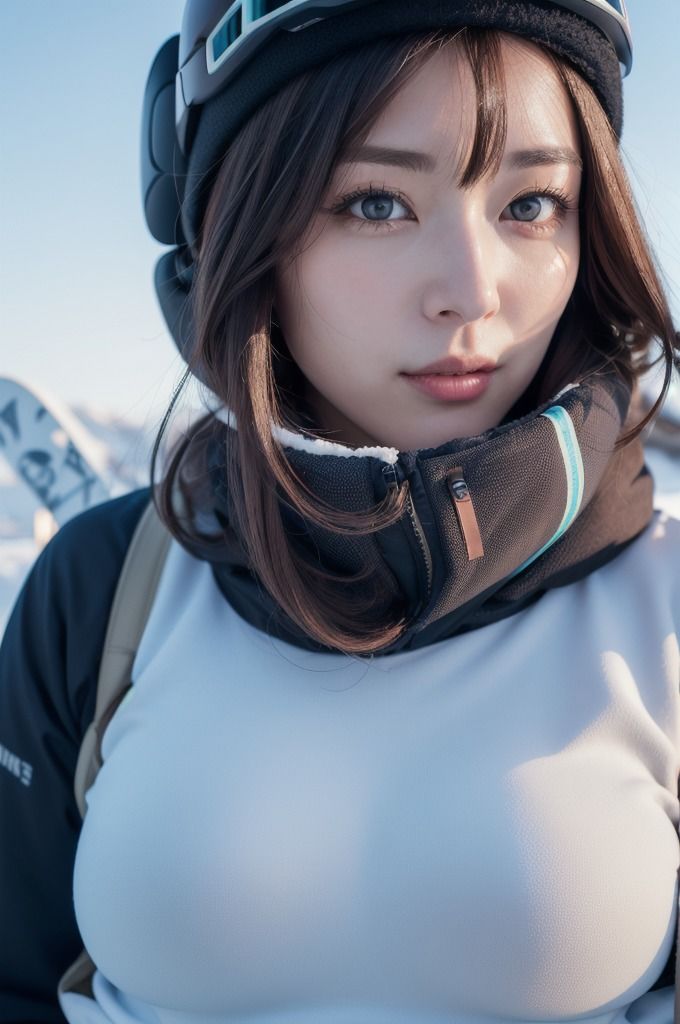 爆乳彼女と雪山デート！スノボウェアを着てても目立つおっぱい 画像4