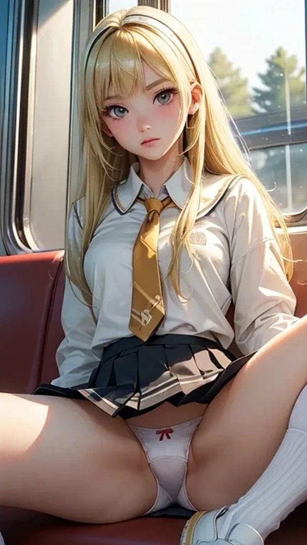 金髪JK電車パンチラ画像集1