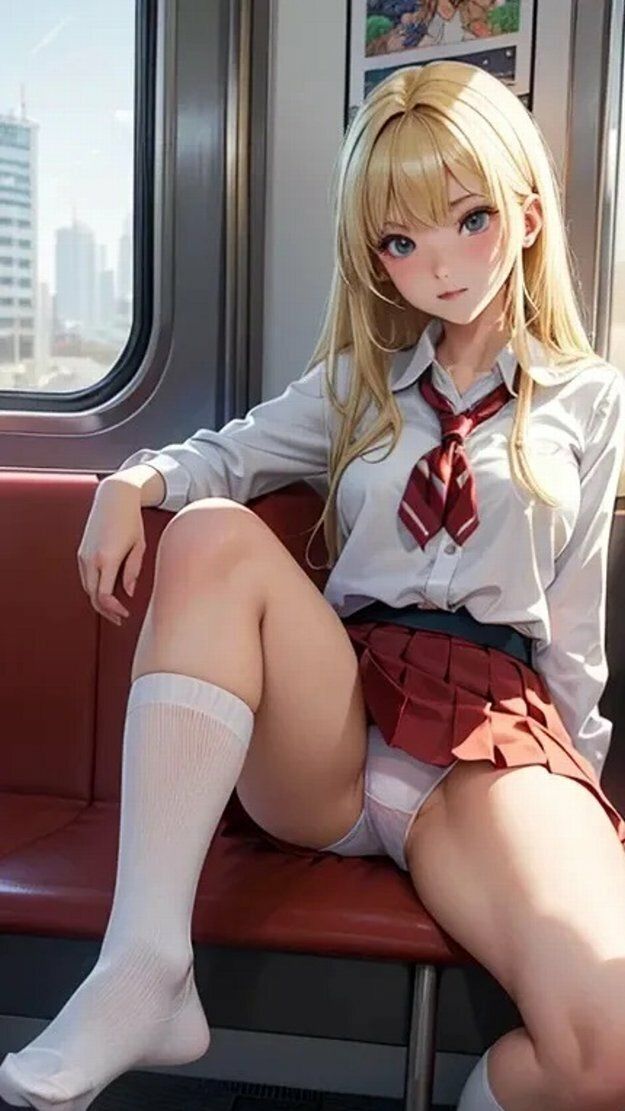 金髪JK電車パンチラ画像集 画像4