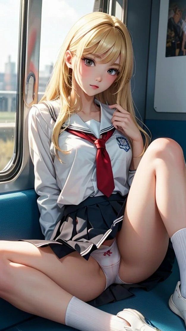 金髪JK電車パンチラ画像集 画像5