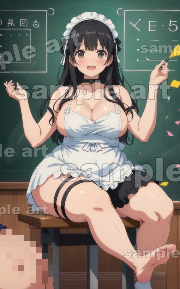 文化祭でメイドの格好スペシャル！爆乳JKのメイドを脱がせて触り放題に先生も行列 画像7