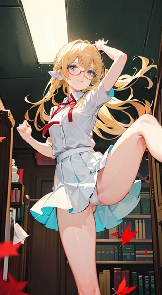 金髪メガネ少女図書館デートパンチラ画像集 画像5