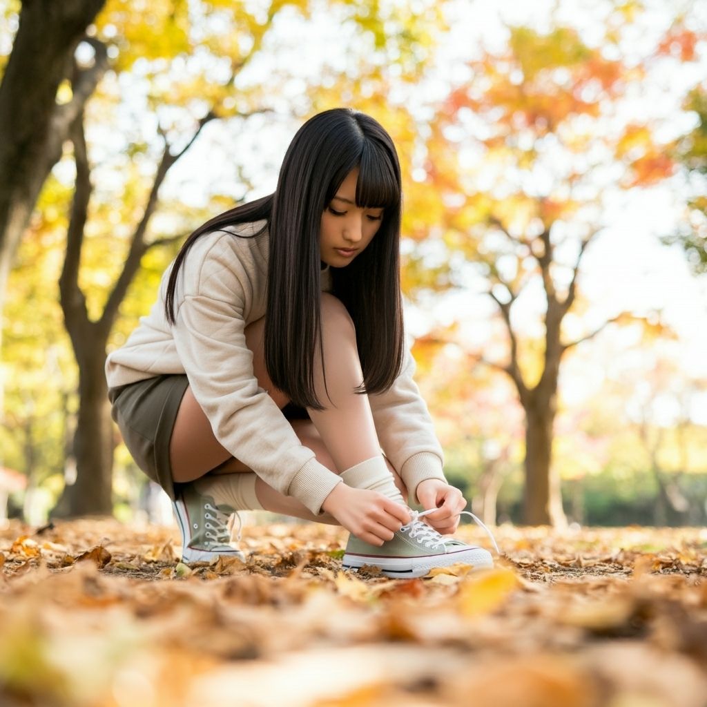 靴ひもを結ぶ女3