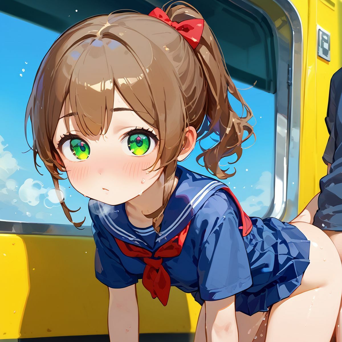 ちっぱい娘、電車●痴に沼る042