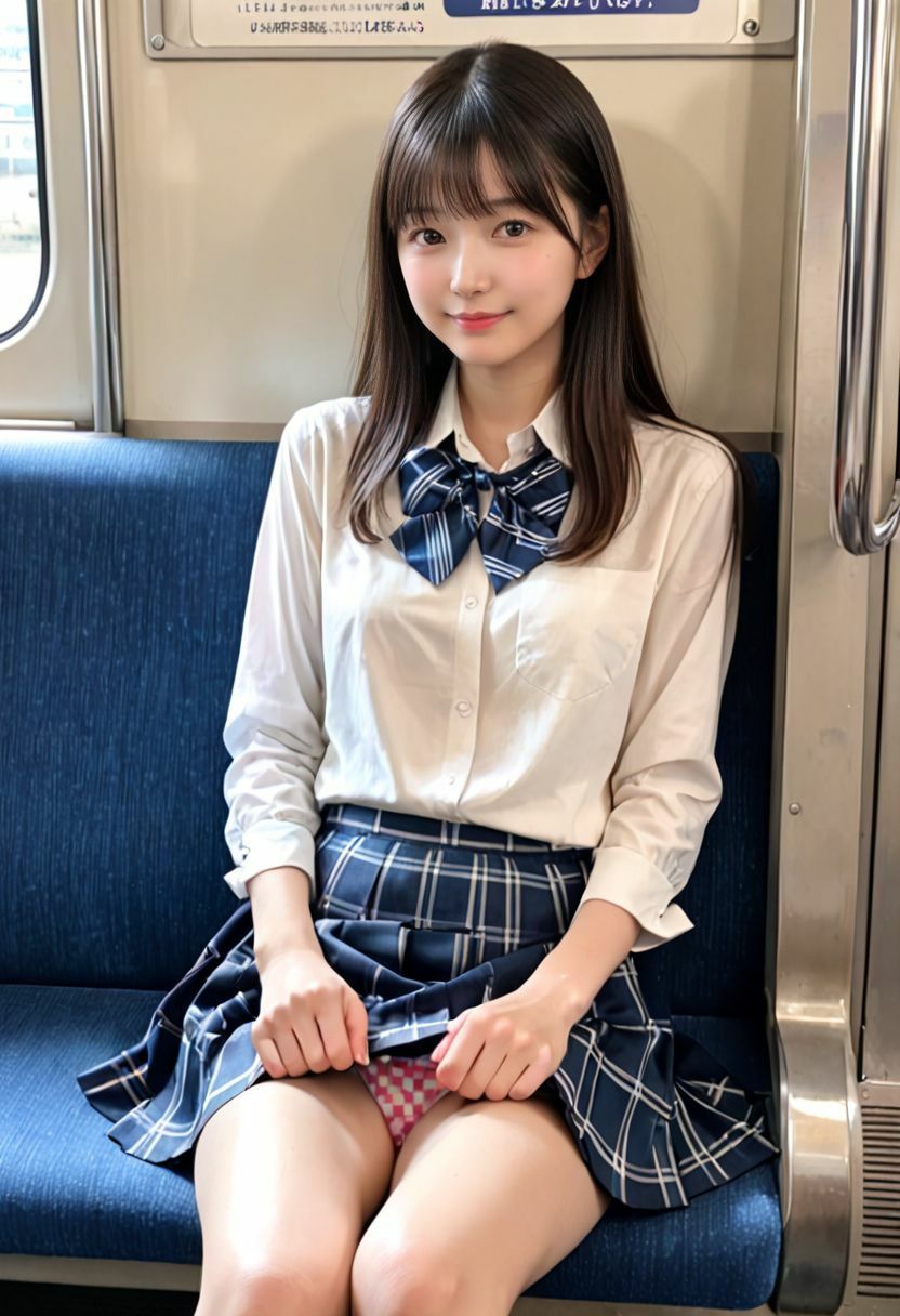 電車通学の女子校生の見せつけに我慢できず 画像1