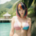 カラフルヘアの水着美女（セリフなし AI画像集） 画像9