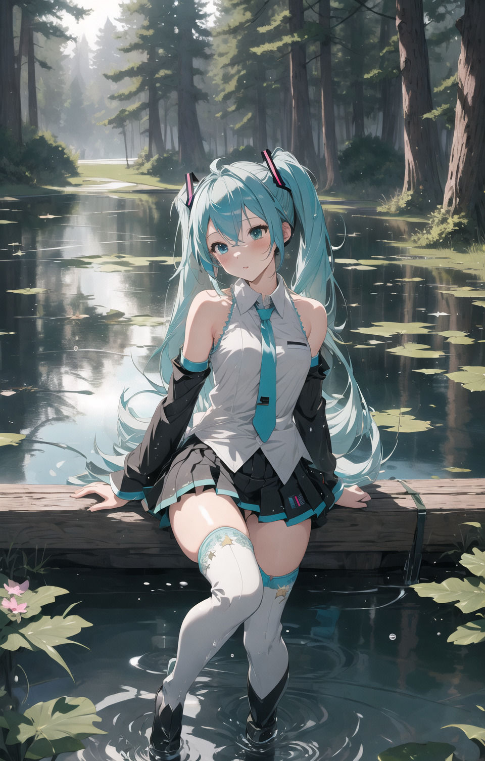 AIイラストCG集11 林の中の初音ミク1