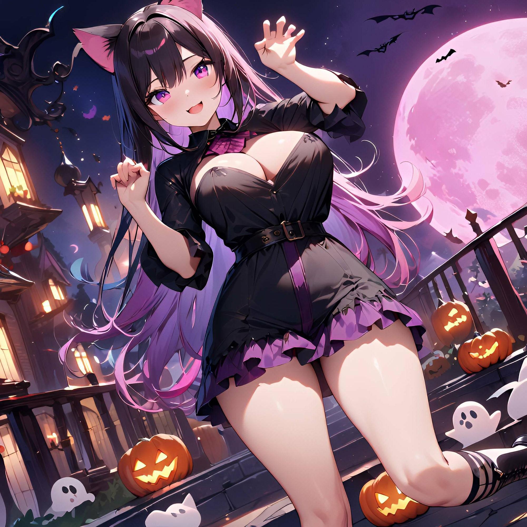 ハロウィンの魔法:猫耳娘たちの魅惑イラスト集43