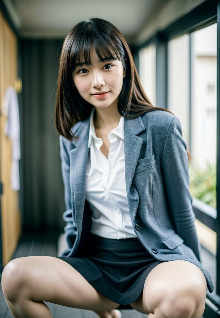 AI 女学生しゃがみ パンチラ ヌード 階段 350ページ 画像3