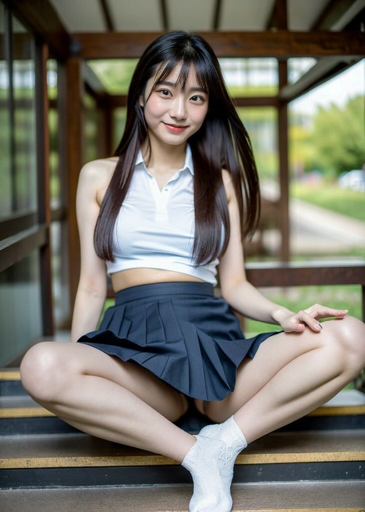 AI 女学生しゃがみ パンチラ ヌード 階段 350ページ 画像5