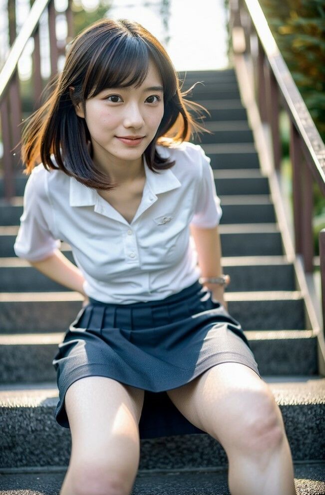 AI 女学生しゃがみ パンチラ ヌード 階段 350ページ 画像6