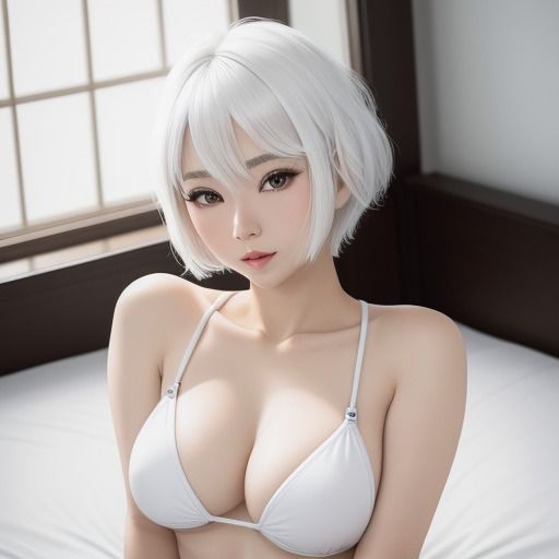 【超美麗高画質】白髪巨乳美少女のエロ画像集2