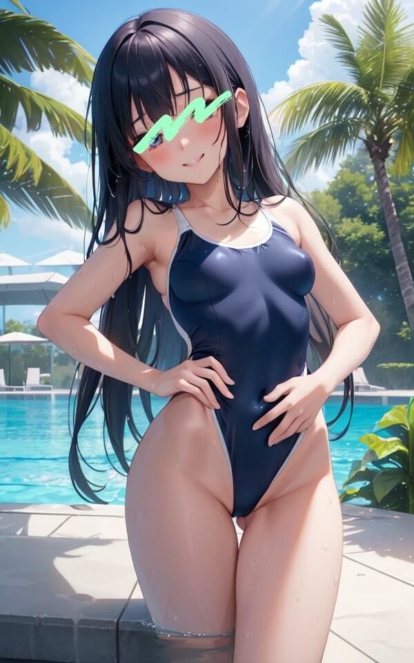 ぱっつんぱっつんのスク水 誘惑する 濡れ髪 美女 画像7