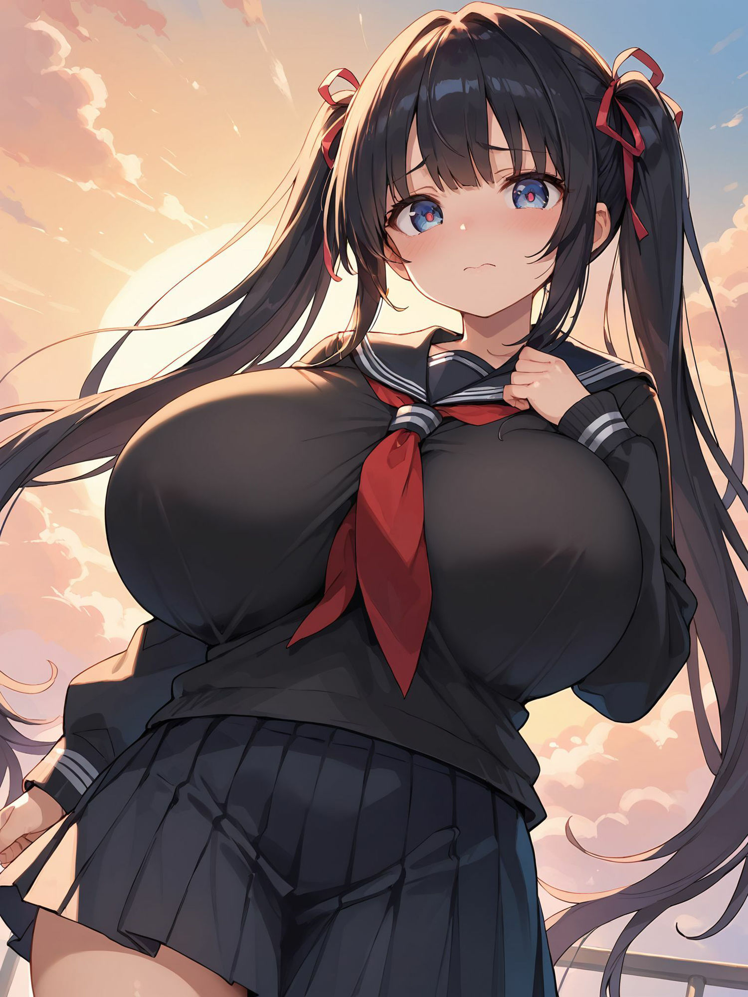 巨乳制服少女イラスト集 画像2