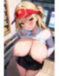 おっぱい丸出しで誘惑してくるファストフード店員お姉さん 画像2