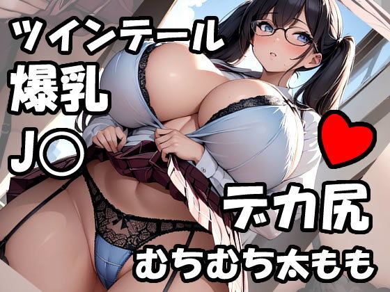 階段でデカ尻むちむち太ももとパンツを見せてくる爆乳ツインテールJK