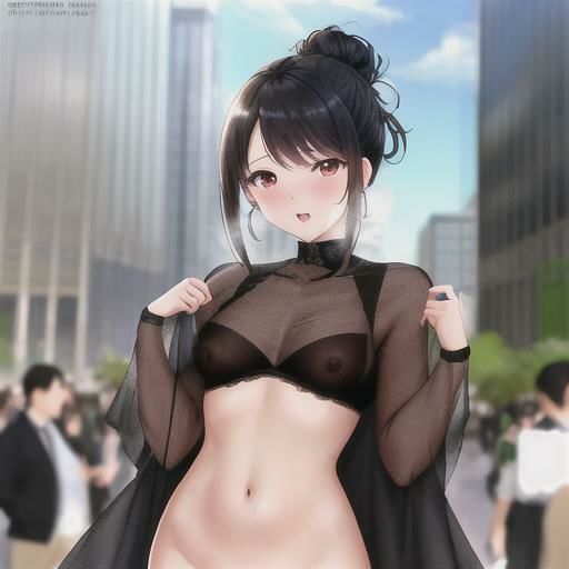 黒髪ハーフアップちゃんのどこでも露出！！ 画像1