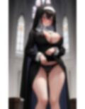 イヤラシイ目つきで神父を挑発する淫らな爆乳人妻シスター 画像1