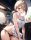 裸エプロンでパンチラ 画像1