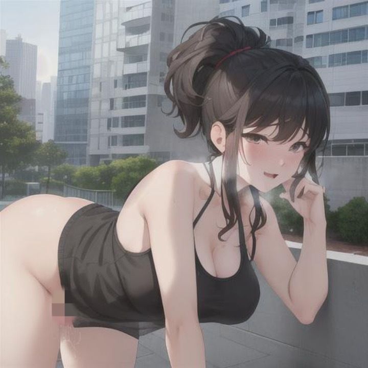 黒髪タンクトップちゃんのどこでも露出！！ 画像2