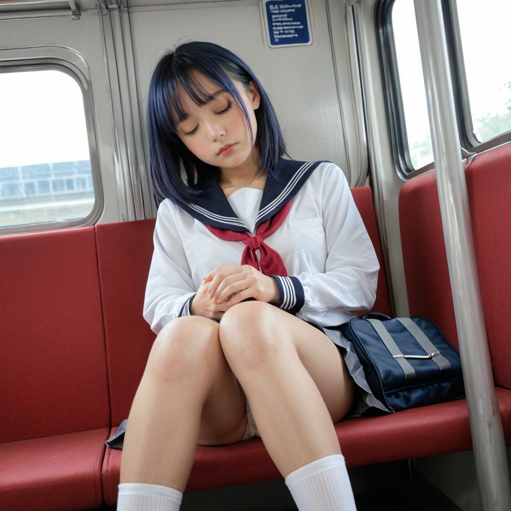 【電車内盗撮】寝ている女子のパンチラ画像集 画像3