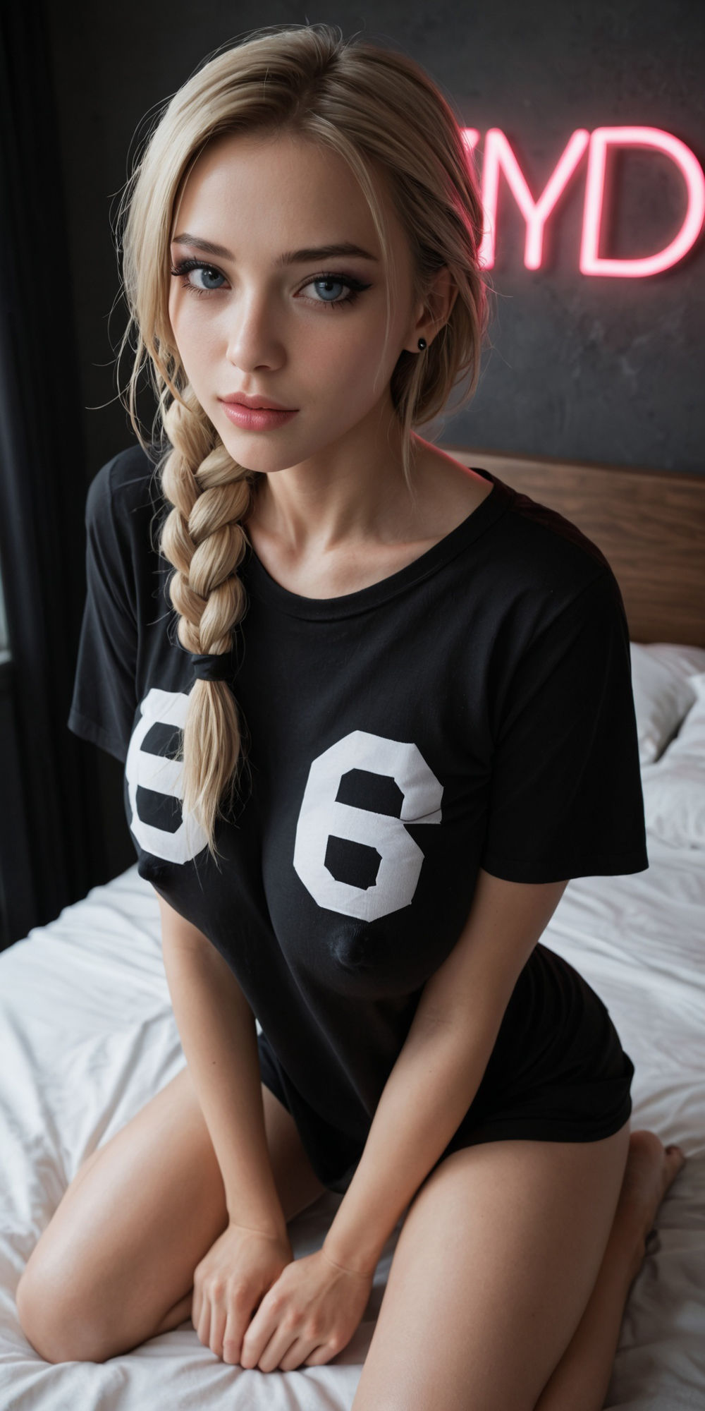 ［生成AIグラビア］三つ編みの彼女がTシャツを着ているだけなのにエロ過ぎる 画像2