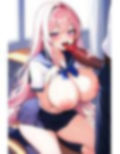 ピンク髪〇校生のフェラ＆ぶっかけ 画像1