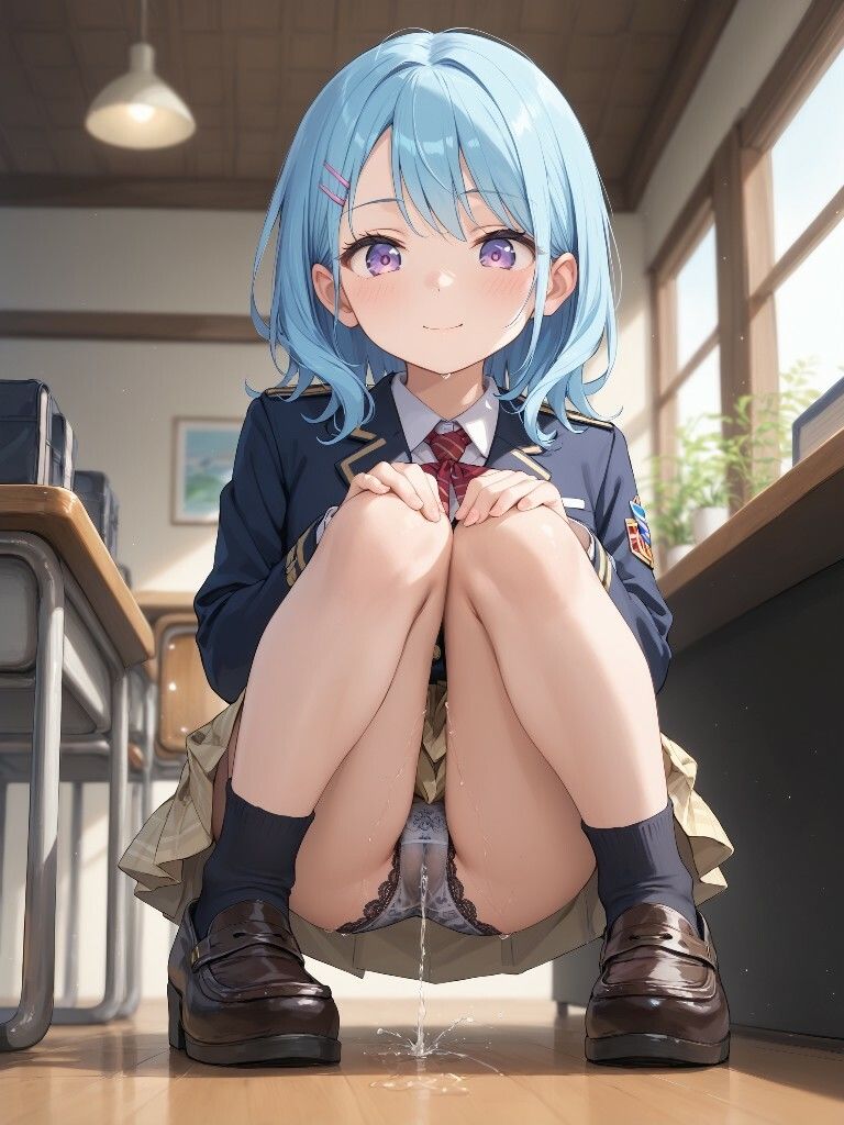 制服っぽいのを着たかわいい女の子たちがパンツをはいたままおしっこをおもらししている画像集1 画像6