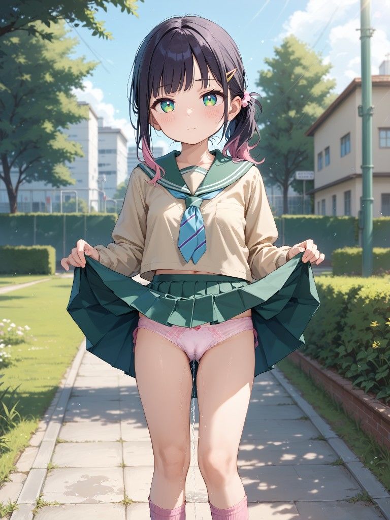 制服っぽいのを着たかわいい女の子たちがパンツをはいたままおしっこをおもらししている画像集2 画像7