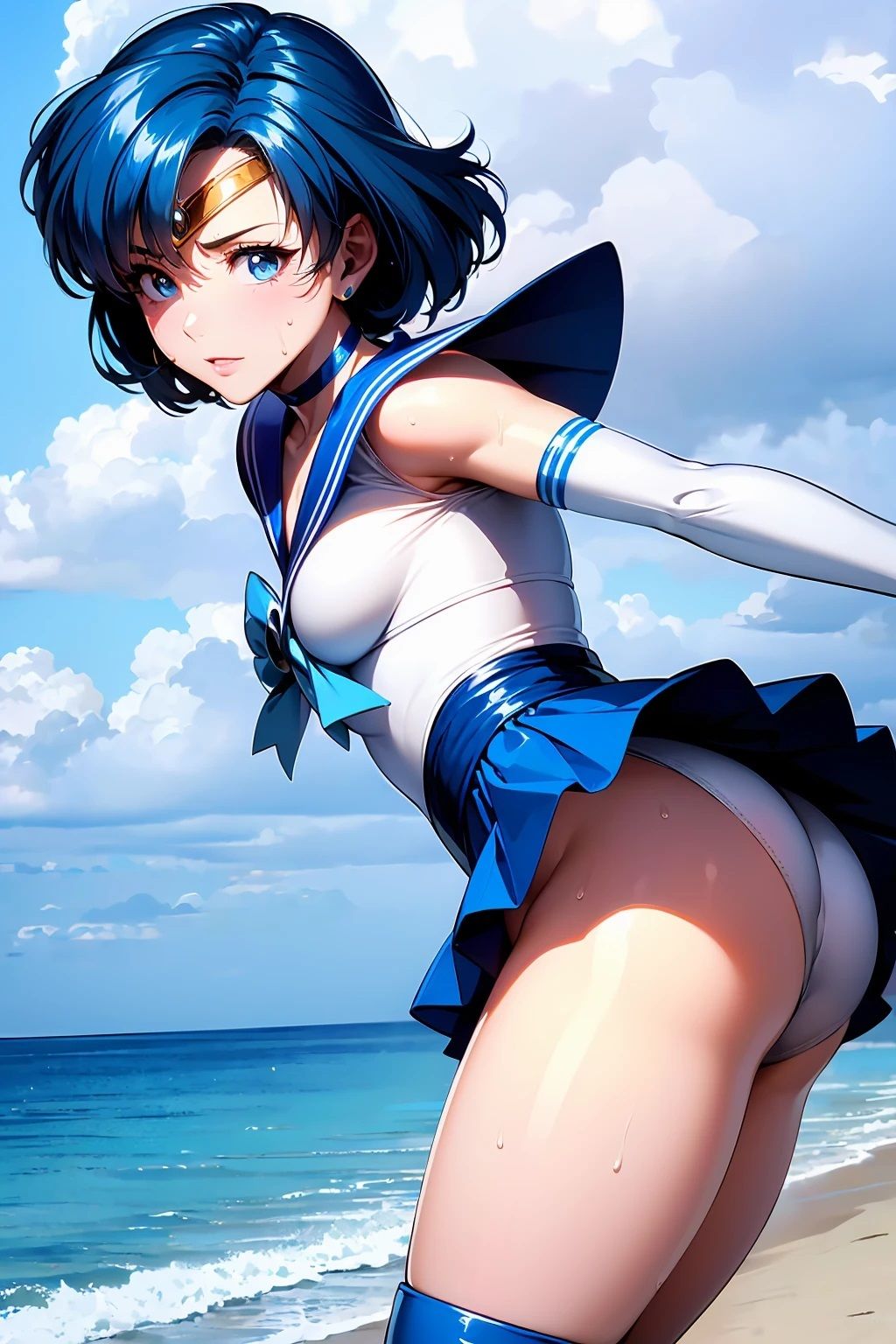 サンプル画像1:セーラーマー〇ュリー  ビーチでぱんちら（120枚）(ひぐまアート) [d_494445]