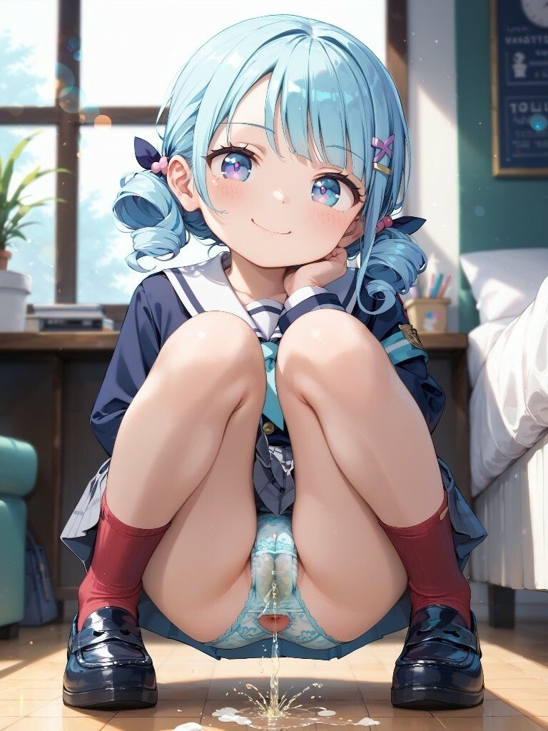 かわいい女の子がおしりの穴のところに穴があいたパンツをはいておしっこをおもらししている画像集_9