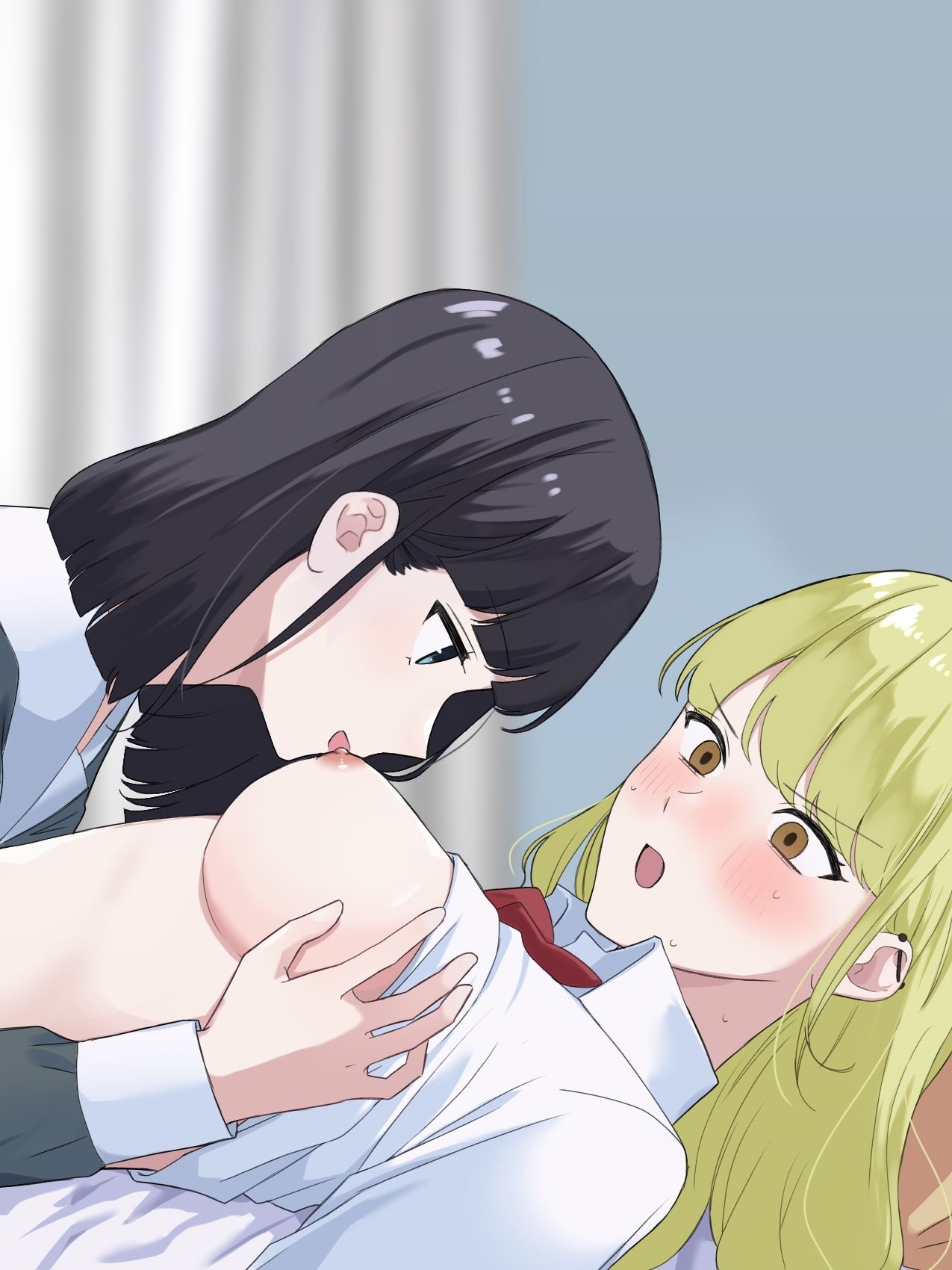 優等生とギャルの百合えっち 画像1